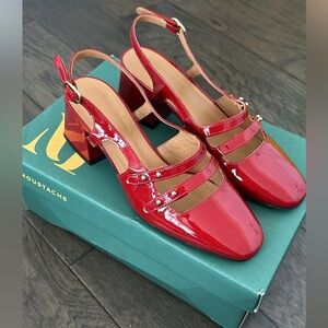 M. Moustache Red Slingback Heels